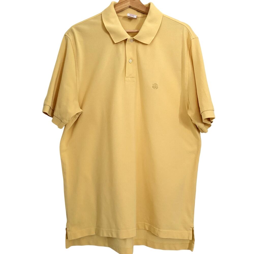 Brooks Brothers 100% Cotton Short Sleeve Performance Polo Shirt Butter Yellow L